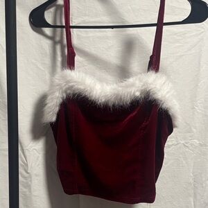 Wallflower Red Camisole Santa pjs with red velvet pants size lg